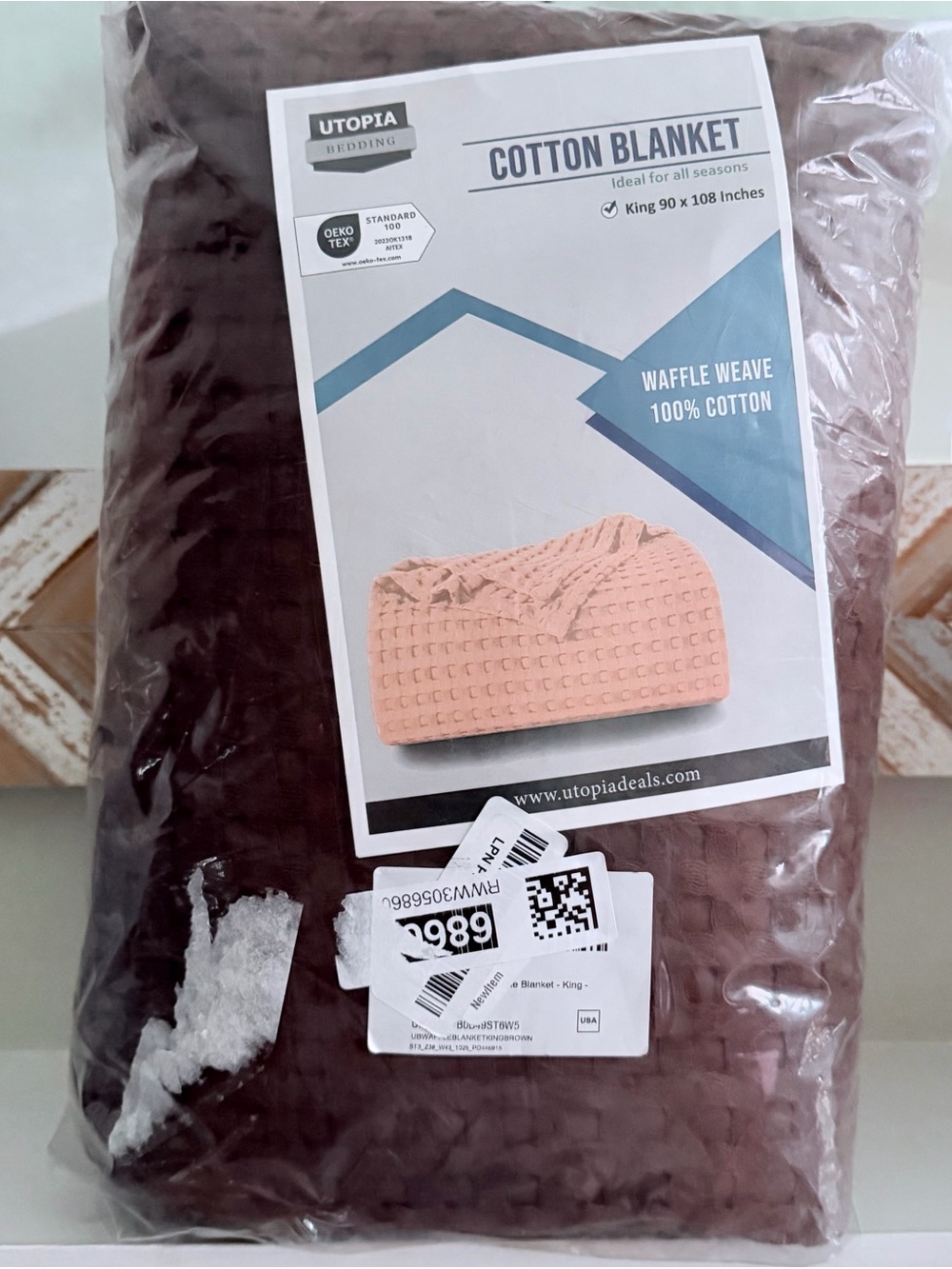 Utopia Bedding King Cotton Waffle Weave Blanket - Chocolate Brown